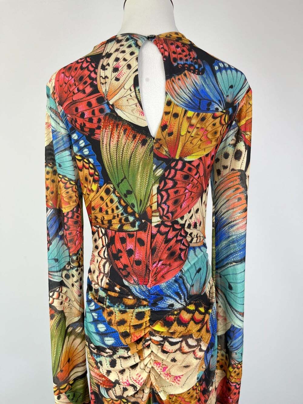 NWOT Farm Rio Long Sleeve Mesh Butterfly Print Fitted Bodycon Midi Dress Size S - Picture 6 of 11